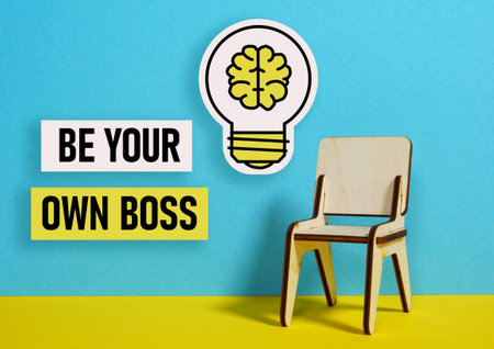 Be Your own Boss is shown using a textの写真素材