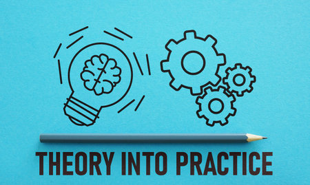 Theory into practice is shown using a textの写真素材