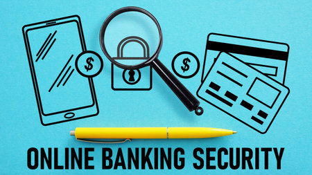 Online banking security is shown using a textの写真素材