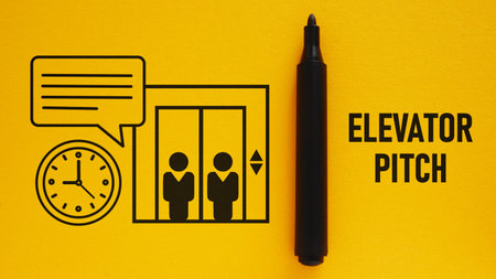 Elevator pitch is shown using a textの写真素材
