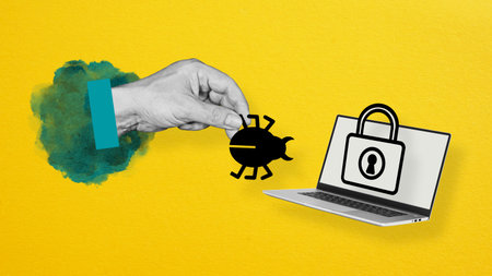 Data security and Criminal Fraud. Information security and Cyber security Online crime is shown...
