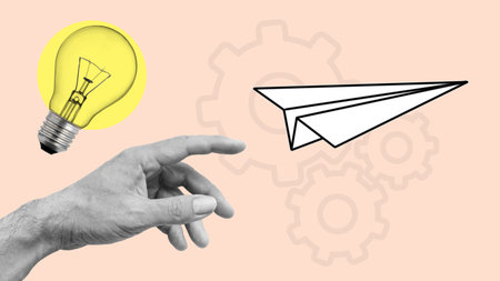 Follow your dreams concept is shown using a photo of the hand throwing the paper airplane
