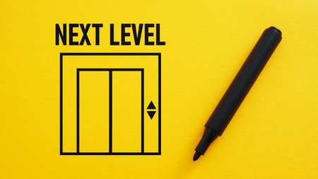 Next level concept is shown using the text.の写真素材