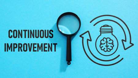 Continuous improvement business concept is shown using the textの写真素材