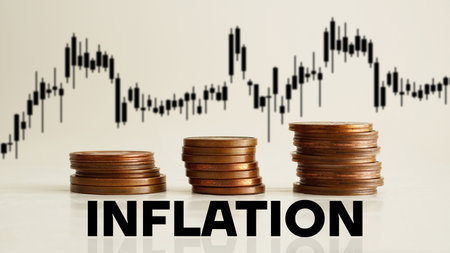 Inflation rate is shown using a textの写真素材