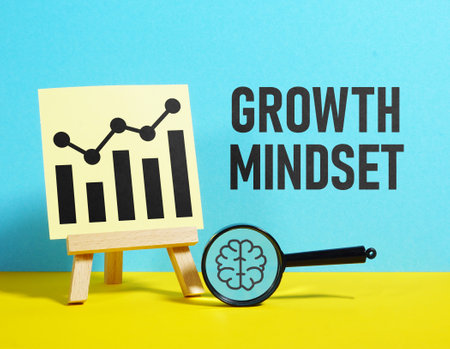 Growth mindset is shown using a text and chartsの写真素材