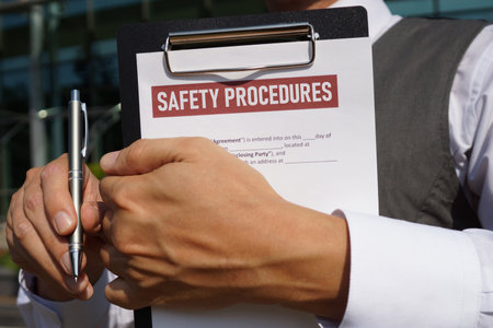 Safety procedures is shown using the textの写真素材