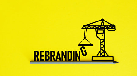 Rebranding as a market strategy of giving a new name, symbol, or change in design for an already-established brandの写真素材