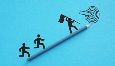 Cooperation and teamwork in the goal achieving. Planning, team effort and Business objectives. Team...
