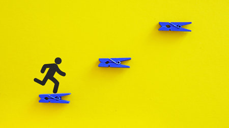 Reaching to the top, achievement and success in business or education concept. Steps to success. Critical Success Factor CSFの写真素材