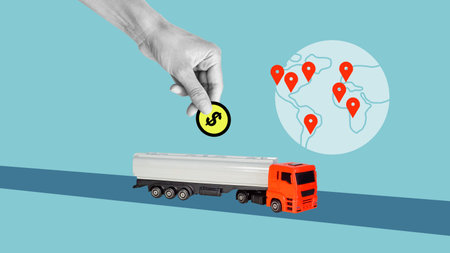 Trailer Fee and Transportation service. Delivery of complex and oversized cargoの写真素材