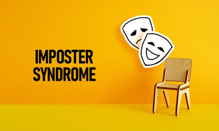 Imposter syndrome is shown using the text picture of masksの写真素材