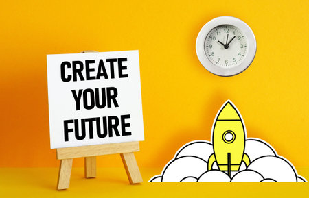 Create your future is shown on the photo using a text