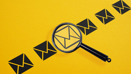 Mail and notifications. Focusing on the important mails among the spam. Managing e-mail inboxの写真素材