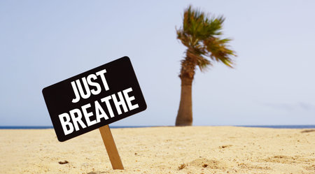 Just breathe is shown using a text. Don't panic