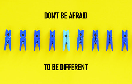 Don't Be Afraid To Be Different. Motivational quote is shown using a textの写真素材