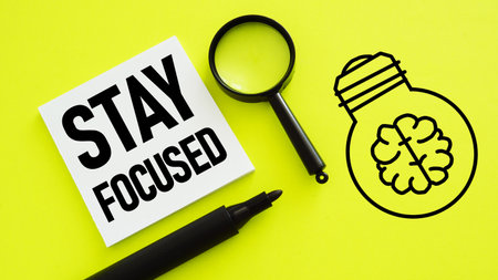 Stay Focused is shown using a textの写真素材