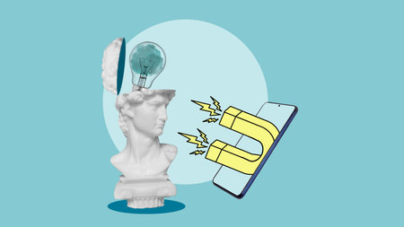 Brain and Social network dependency concept. Social Media and Your Brainの写真素材