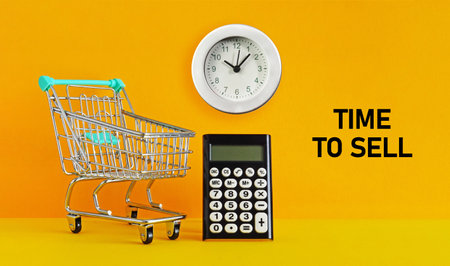 Time to sell is shown using a textの写真素材
