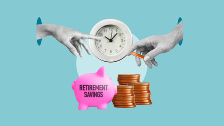 Retirement savings for wealth financial planning , money saving and life insurance of retirementの写真素材
