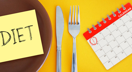 Diet Plan Reminder on Calendar. Weight loss and Diet controlの写真素材