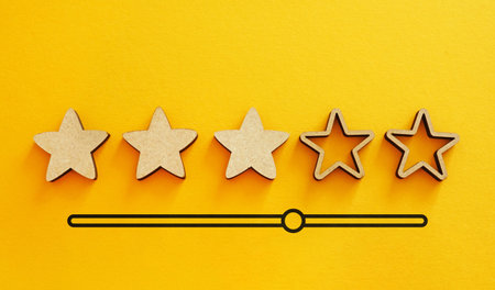 Customer satisfaction or evaluation meter with five star rating. Customer Satisfaction Score CSAT