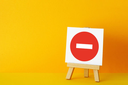 Taboo, prohibition of actions and operations, restricted area. Ban and sanctions are shown by banner with no entry symbolの写真素材