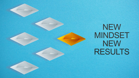 Motivational quote - New mindset new results is shown as business concept