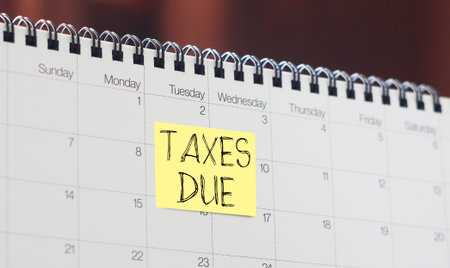 Taxes due is shown as financial conceptの写真素材