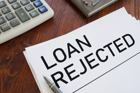 Loan Rejected is shown as financial conceptの写真素材