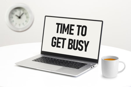 Time to Get Busy - motivational phrase is shown using a textの写真素材