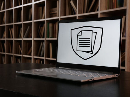 File Security Online Security Protection Concept are shown using pictures of files on the screen