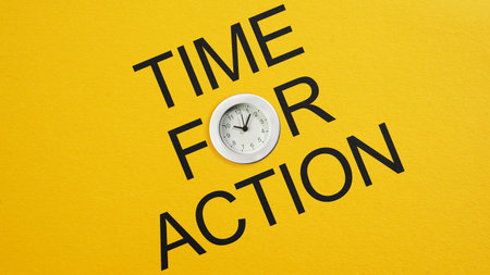 Time For Action is shown using the text. Time to actの写真素材