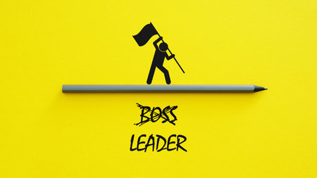 Boss vs Leader is shown using a text. Difference between chiefsの写真素材