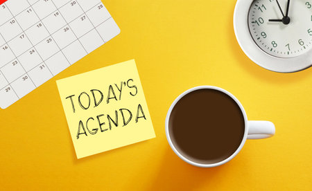 Today's agenda is shown using a text as business conceptの写真素材