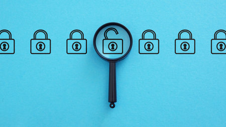 Cybersecurity and Data Breach Risk Concept. Open lock symbolizing data breach, representing...