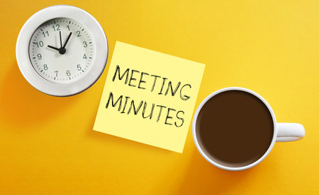 Minutes of meeting are shown using a text meeting minutesの写真素材