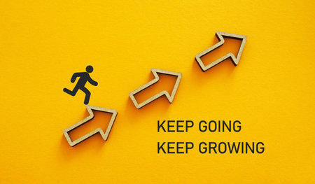 Keep going keep growing - motivational phrase is shown using a text