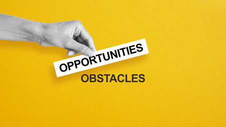 Turn obstacles into opportunities - motivational quote is shown using the text. Open for new possibilities. Quit and try something newの写真素材