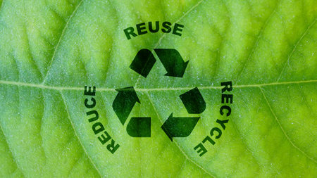 Reduce, reuse, recycle symbol as ecological concept. Ecological waste management and a sustainable...