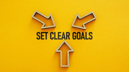 Set Clear Goals - motivation quote is shown using the textの写真素材