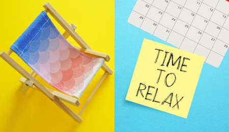 Annual leave travel period for relaxation concept is shown using a text Time To Relaxの写真素材