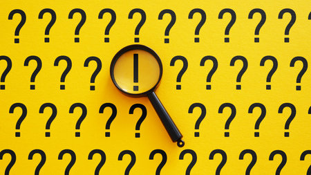 Great idea and problem solving concept is shown using the exclamation mark among question marks. Motivational Skills and leadershipの写真素材