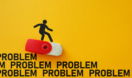 Problem and solution as creative mind and brainstorm concept. Problem solving skill and critical thinkingの写真素材