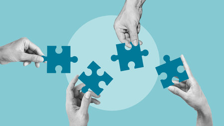 Brainstorm and teamwork. Concept of partnership, career, team motivation, professional growth and...