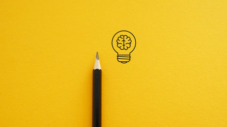 Ideas inspiration concepts with are shown by a pencil with light bulb. Business start up or goal to...