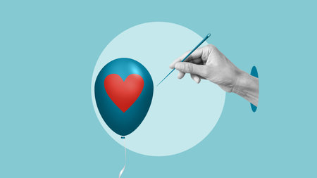 Broken Heart Concept. Psychology of Love and Fear of Loss. Couple Problems and Trust Issues -...