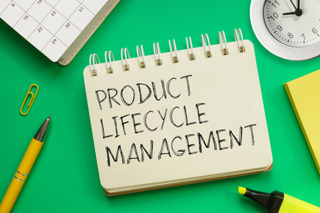 Product Lifecycle Management PLM and Product positioning is shown as business conceptの写真素材
