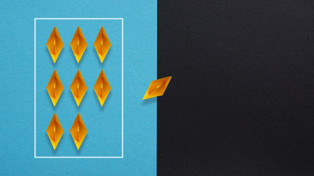 Think outside of the box and idea concept. the ship sails out of the outlined square and leaves the comfort zone. Empty space for textの写真素材