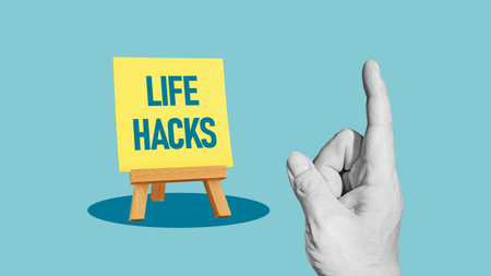 Life hacks are shown as business and educational concept. Business overview strategy or technique adopted to life hackingの写真素材